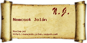 Nemcsok Jolán névjegykártya