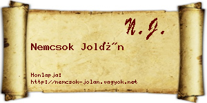 Nemcsok Jolán névjegykártya